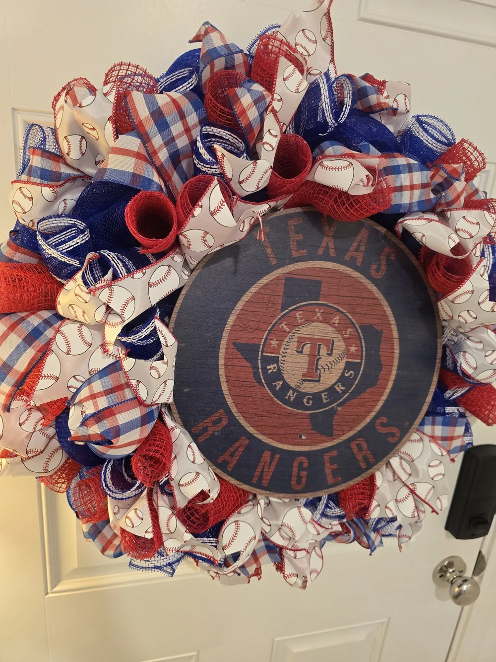 Texas Rangers Baseball Wreath - Team Decorative Door Hanging